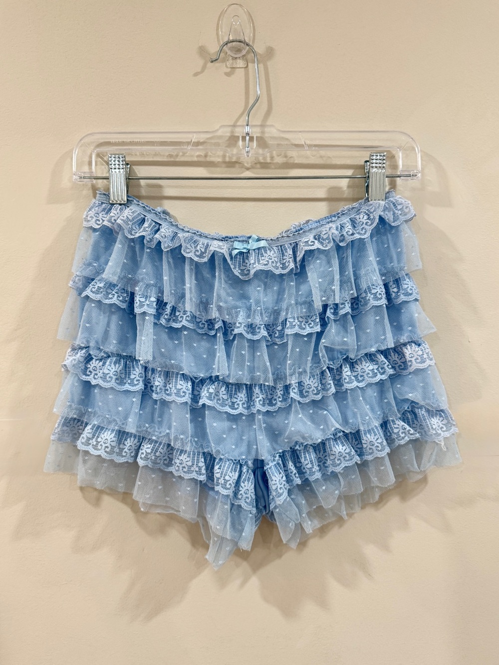 Baby Blue Lace Ruffle Bloomers Mini Shorts Size S Coquette Balletcore